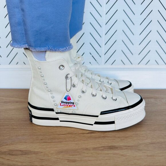 ❤️CONVERSE Chuck 70 Plus Hi Gems 8 Women's Platform Shoes Pearls Sneaker A10287C - Picture 4 of 13